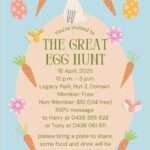 The Great Egg Hunt, Friday 18th April, 12-3pm, Legacy Park, Hut 2, Domain